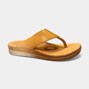 Women’s Spenco Orthotic Suede Hampton Tan Patent Flip Flop Size 9